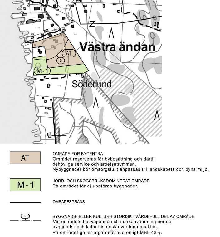 4 Kuva 4. Alustava luonnos alueen uudesta kaavasta. AT-aluetta on laajennettu verrattuna voimassa olevaan kaavaan.