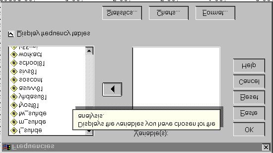 SPSS* - tilastoanalyyttinen ohjelma = monipuolinen ohjelma, jolla voi tilastollisesti analysoida tieteellistä aineistoa ja se tuottaa myös graafisia tulosteita. Käytettävissä mikroverkossa, versio 10.