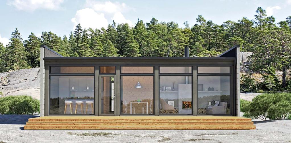 Glass House 70C harjakatolla Glass House 70C HUVILA KOKONAISKÄYTTÖALA 101 m 2 KERROSALA 69,5 m 2 Tehokas kahden makuuhuoneen huvila luo täydelliset puitteet arjesta