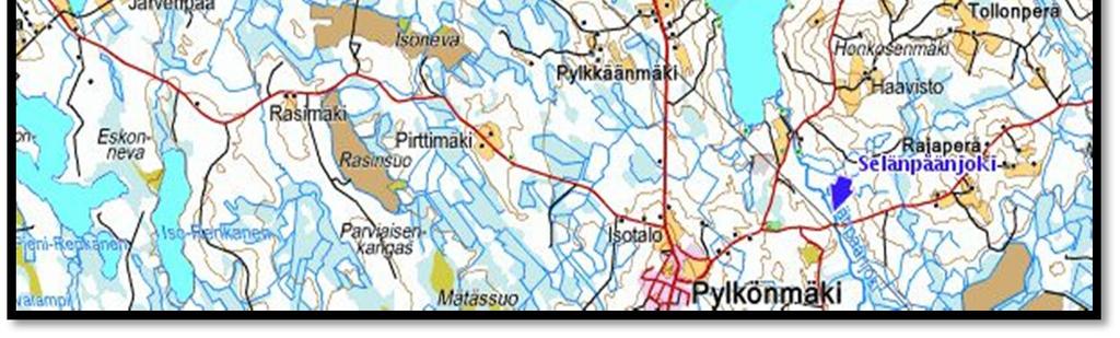 Selänpäänjoessa on pudotuskorkeutta 2,3 metriä. Joki kuuluu Selänpäänjoen valuma-alueeseen (14.662), jonka koko on 133,52 km 2 ja järvisyys 1,65 % (Ekholm 1993).