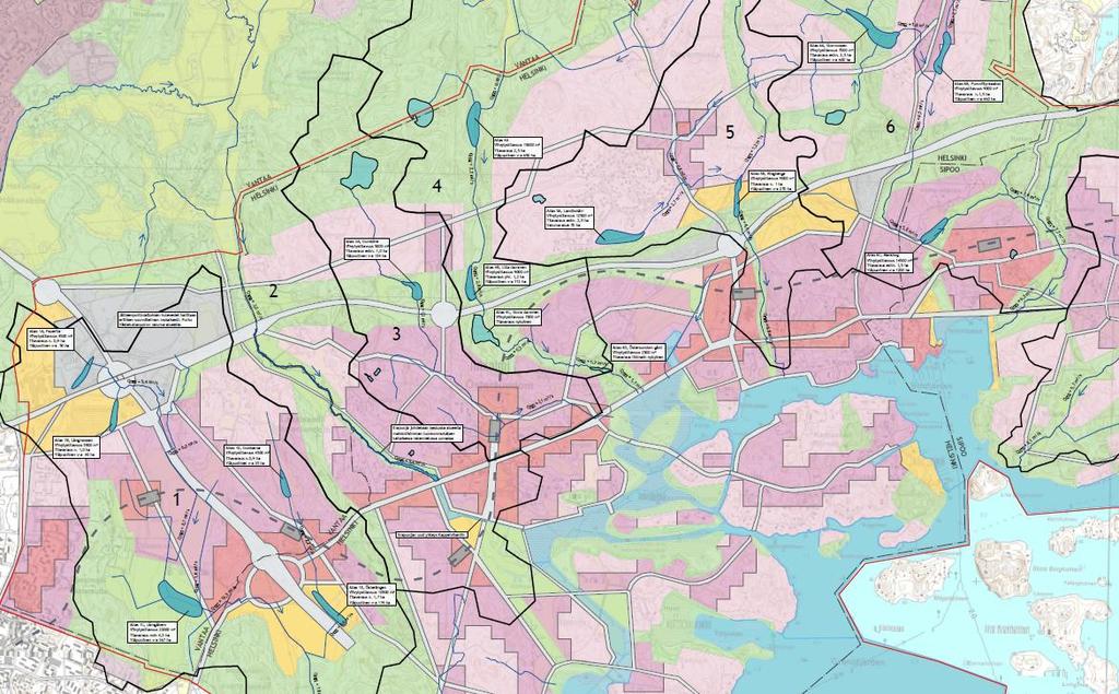 - yleissuunnitelma Kartalla esitetty keskitetyt ratkaisut mitoituksineen, päävalumareitit sekä