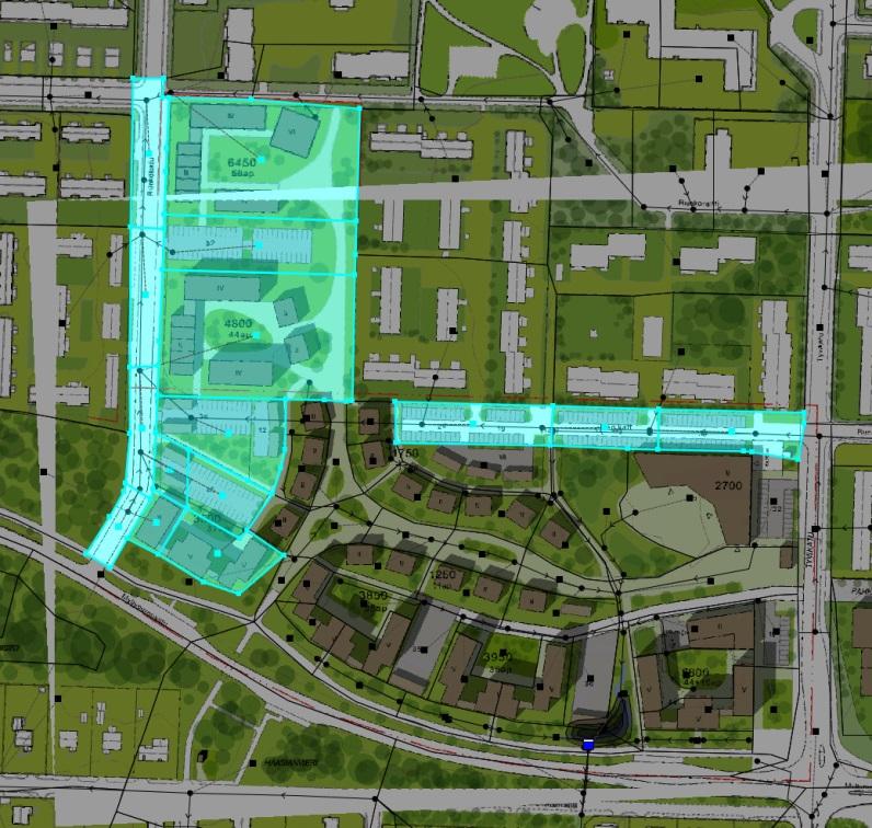 asemmassa kuvassa on esitetty alueet, jotka on tässä suunnitelmassa suunniteltu tulevassa tilanteessa kuivatettavan etelään, Myllypuronkadun alittavaa rumpuputkea pitkin.