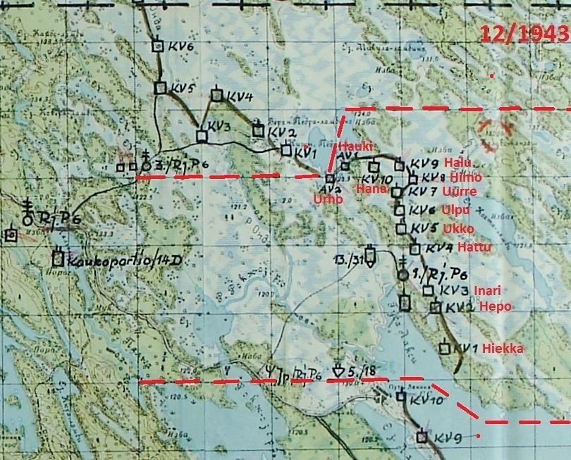 AV / KV karsinta 12.12.43 AV Urho poistettiin, miehistö Hiekkaan. 12.12.43 AV Hauki poistettiin (oli perustettu 28.10.43 Taisto nimisenä), miehistö Hanaan. 22.12.43 KV Halu tyhjennettiin, miehistö Uurteeseen.