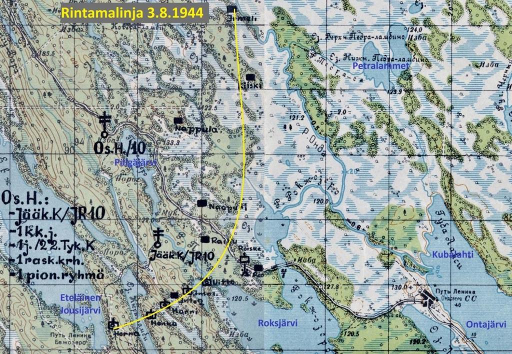 Lohko tyhjennetään Heinäkuussa 1944 oli 14.D:n alueelta siirretty Klyyssinvaaraan ja Ilomantsiin kolme jalkaväkipataljoona (I/JR52, Er.P7 ja Er.P24) ja tykkipatteristo (II/KTR18).