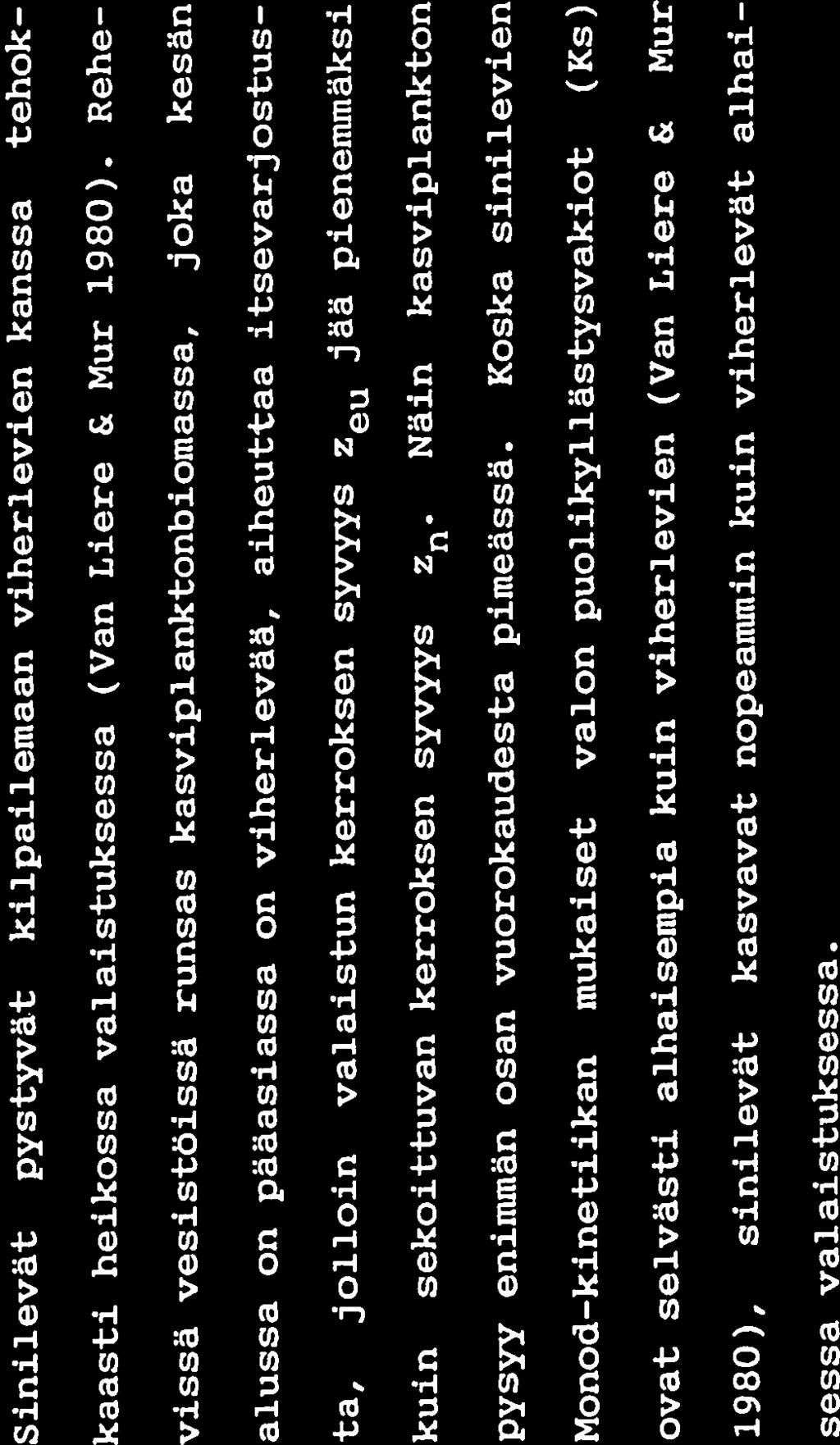10 rifikaatio prosesseissa. Koska fosfori ja mikroravinteet riittävät korkeaan kasviplanktontuotantoon, typpeä sitovat sinilevät saavuttavat vahvan kilpailuaseman muihin leviin nähden.