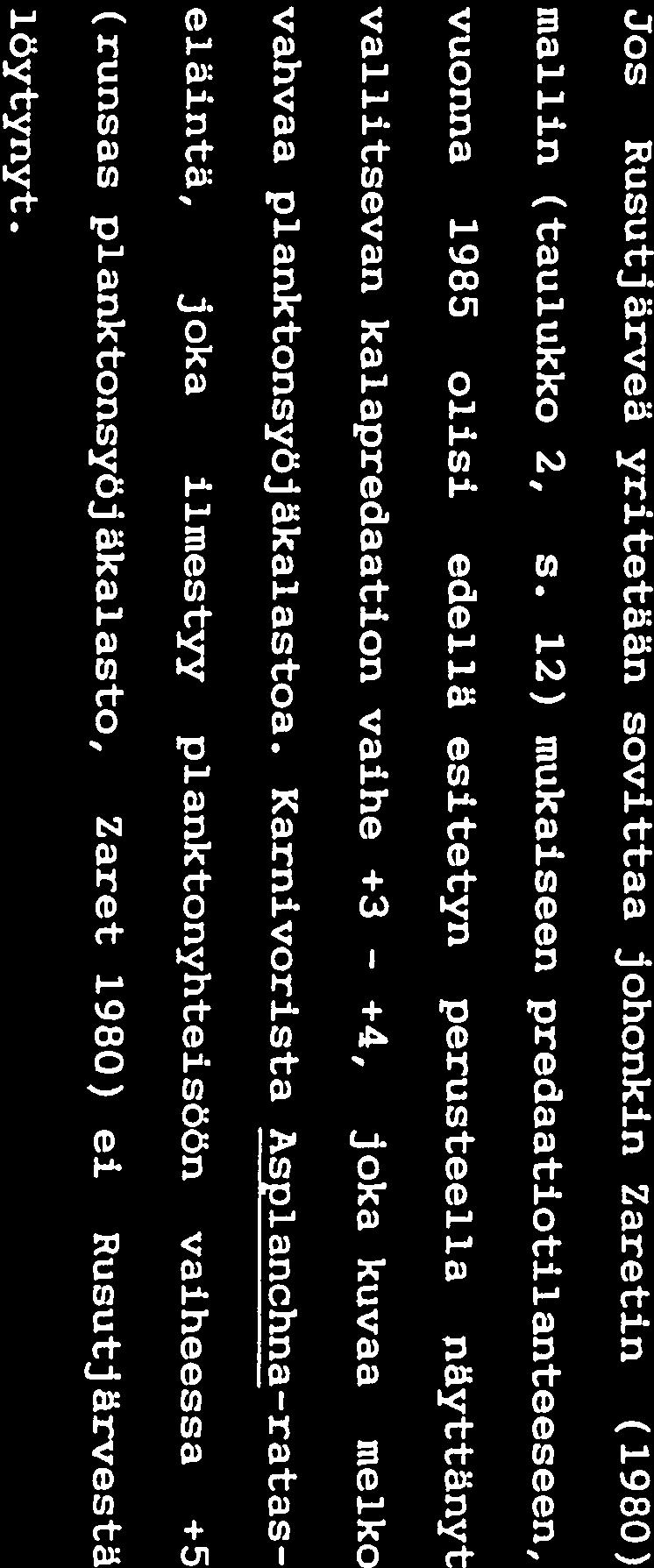 Runsas pienten cladocerojen esiintyminen lisää myös peto maisten copepodien tiheyksiä (Zaret 1980). Rusutjärvessä näitä edustivat M. leuckarti ja T. oithonoides.