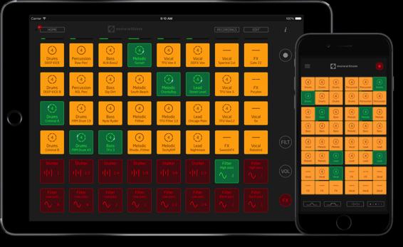 Novation Launchpad keskeisiä käsitteitä: "gridi" (ruudukko, engl. grid): 8x6 ruudun matriisi, jonka avulla voidaan "trigata" (engl.