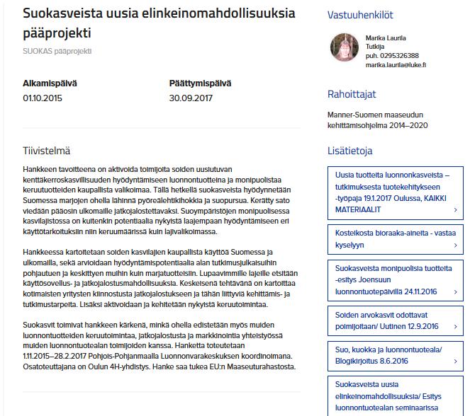 Hankkeen kotisivut www.luke.