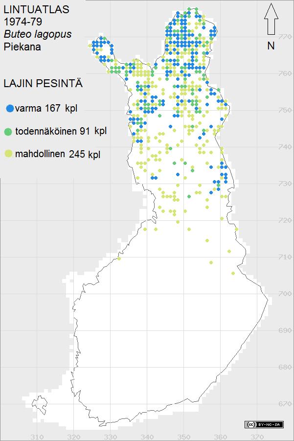 15 a) b) Kuva 1. Piekanan levinneisyys Suomessa a) vuosina 1974 79 ja b) vuosina 2006 2010 (Valkama ym. 2011, pienin muutoksin).