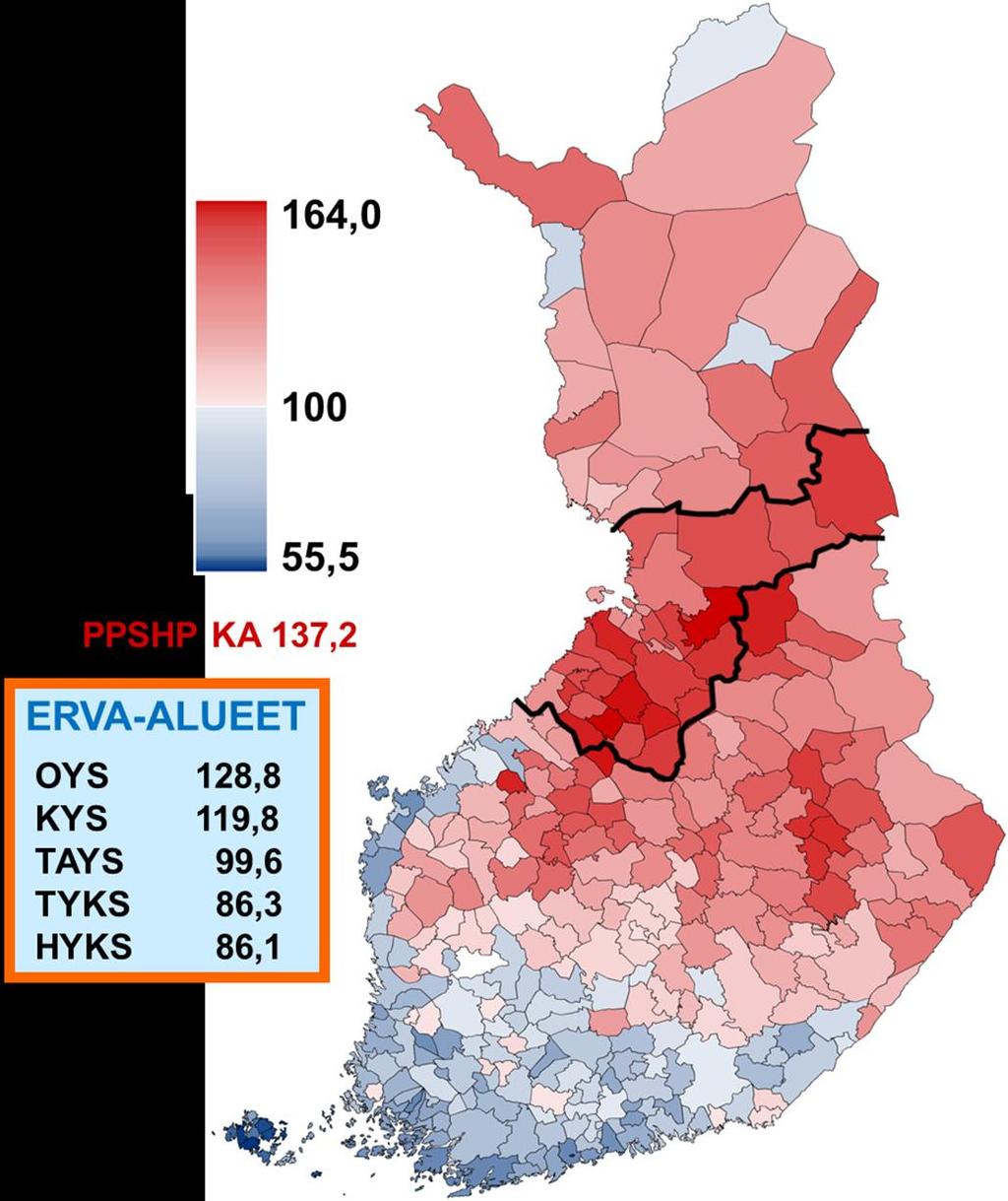 Alue, väestö ja palvelujen tarve KANSANSAIRAUKSIEN SUMMAINDEKSI