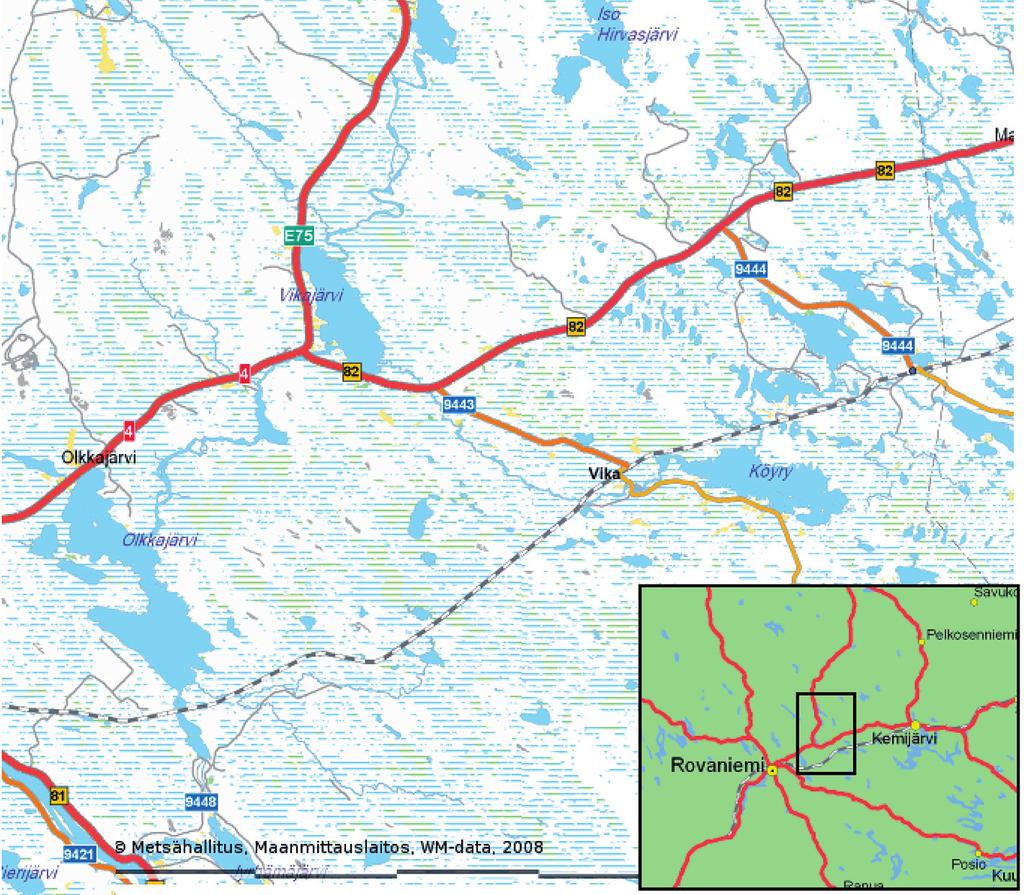 Napapiirin luontokansio MELONTA- JA VENEILYREITIT Kalliosalmi 1. Misin tie Kemijärven tie 23 km ud Ra Vian tie anjoki Vaattunkiköngäs Vik a 3. Kielijärvi 12 km Venejärvi 2.