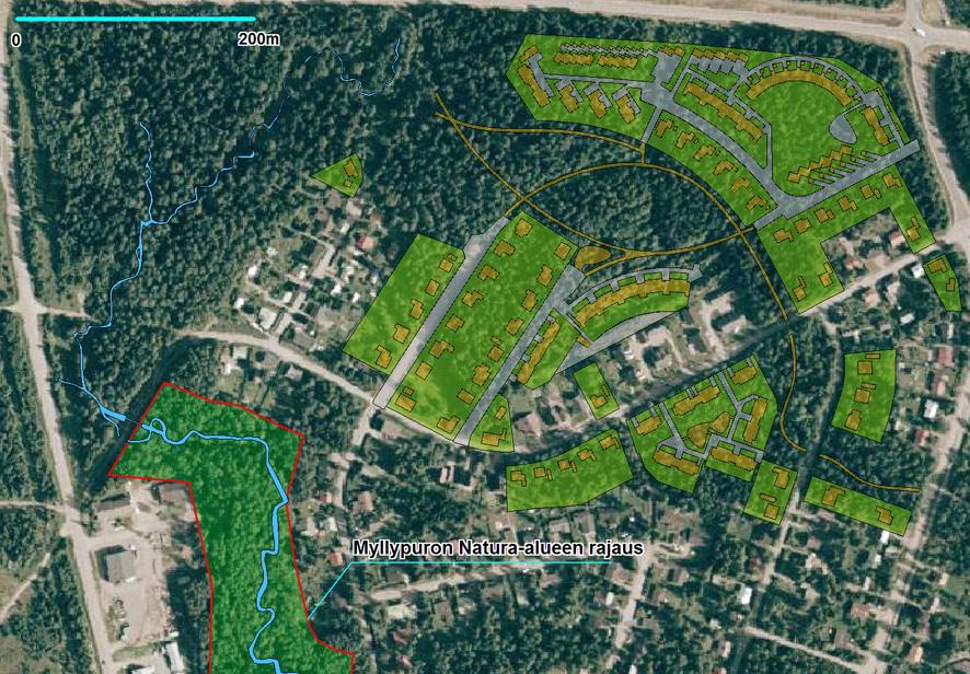 5 Kuva 3. Myllypuron Natura-alueen rajaus ja suunniteltu maankäyttö. Liito-orava Suunnittelualueella on vuosina 2004 ja 2005 tehty havaintoja liito-oravan esiintymisestä.