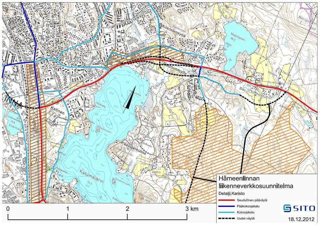 Hämeenlinnan liikenneverkkoselvitys 25 (43) VT 10 RINNAKKAISYHTEYDET KAHILISTOSSA Kuva 3-4 Valtatien 10 rinnakkaisyhteys Viipurintieltä Mäskälään Siirintielle Valtatien 10 liikennemäärät ovat