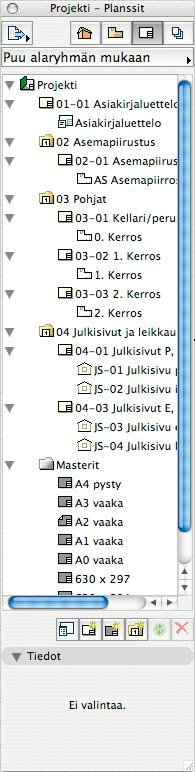 KO.-35 suunta ja rajaus sekä auringon suunta. Hiiren oikealla painalluksella näkymien päällä aukeavasta kohdevalikosta voi avata, nimetä tai poistaa näkymän.