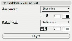 KO.-42 8.14.3 Poikkileikkausviivat 8.18 Valinnat Valinnat on ikkuna, johon tallennetaan elementtien valintajoukkoja, otetaan niitä myöhemmin käyttöön ja muokataan niillä muita valintoja. Katso KO.