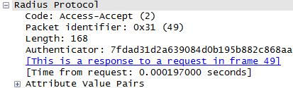 47 4.3.2 Access-Accept Palvelimen saadessa asiakkaalta Access-Request -paketin, jossa kaikki attribuutit täsmäävät sen omaan tietokantaan.