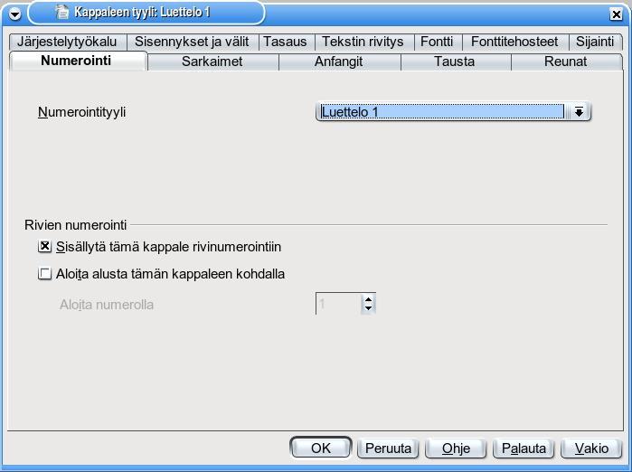 Kaikki otsikkotyylit pohjautuvat Otsikko-tyyliin, jossa määritellään kaikille otsikoille yhteiset määritykset.