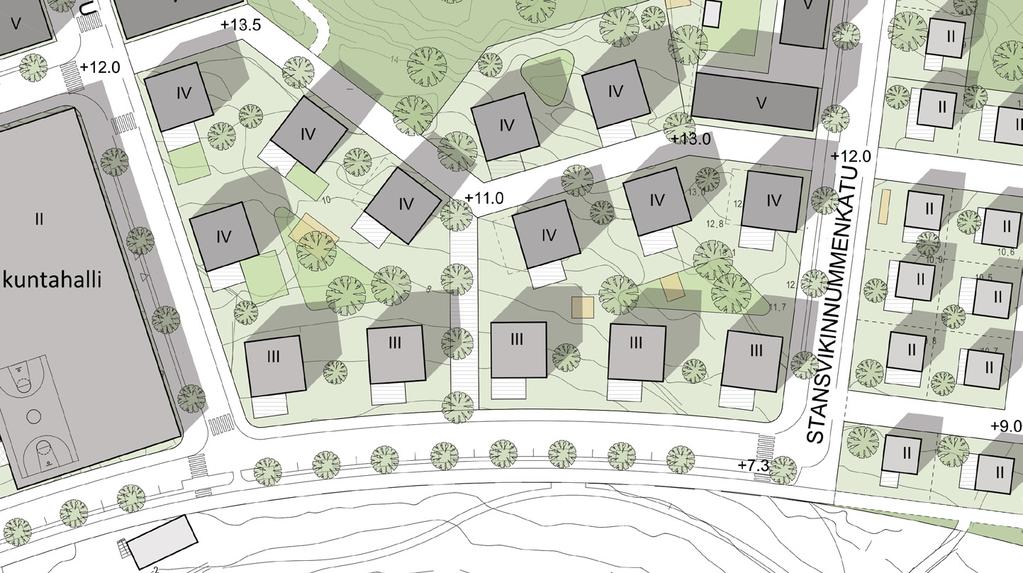 49. KAUPUNGINOSA LAAJASALO // STANSVIKINNUMMI // PIHA JA KATU KORTTELIT 49344 ja 49345 Ote havainnekuvasta PIHA JA LIITTYMINEN YMPÄRISTÖÖN Piha-alueiden suunnittelussa korostetaan pihalta avautuvia