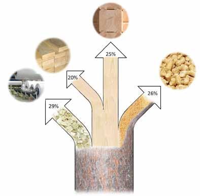 Hirren tuotannossa puutavaran kuivaaminen näyttelee suurinta osaa energian kulutuksessa (66%).