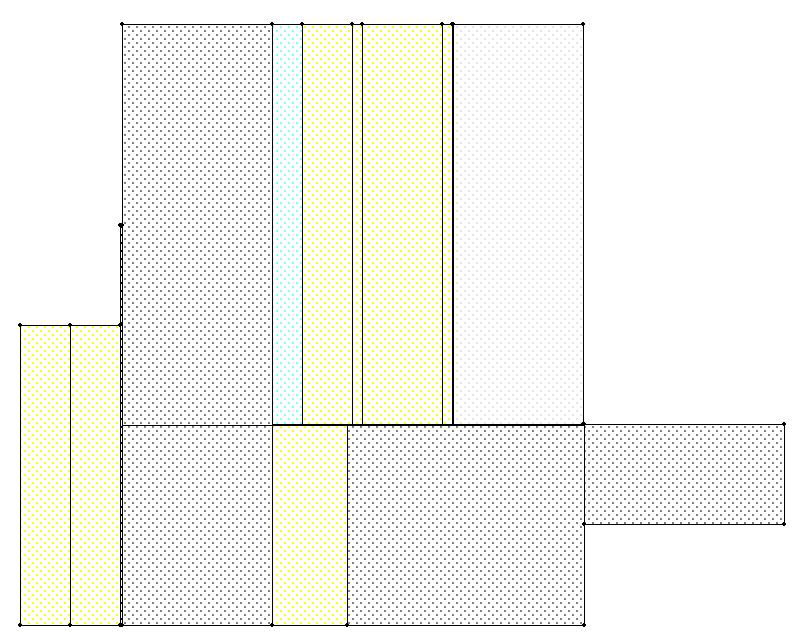 18 KUVA 3. Wufi 2D -ohjelmaan luotu rakenneleikkaus valesokkelirakenteesta Wufi jakaa eri materiaalikerrokset x- ja y-suunnassa suorakulmaisiin elementteihin.