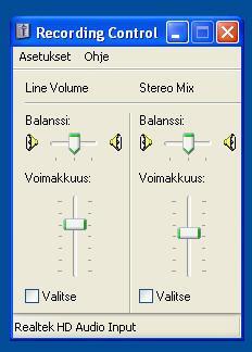 1.3. Asetuksien tarkistaminen Napsauta kaksi kertaa äänikuvake