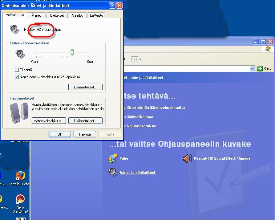 Vaihtoehto 2 jatkuu Huomaat tässä, että oletuksena on Realtek HD.