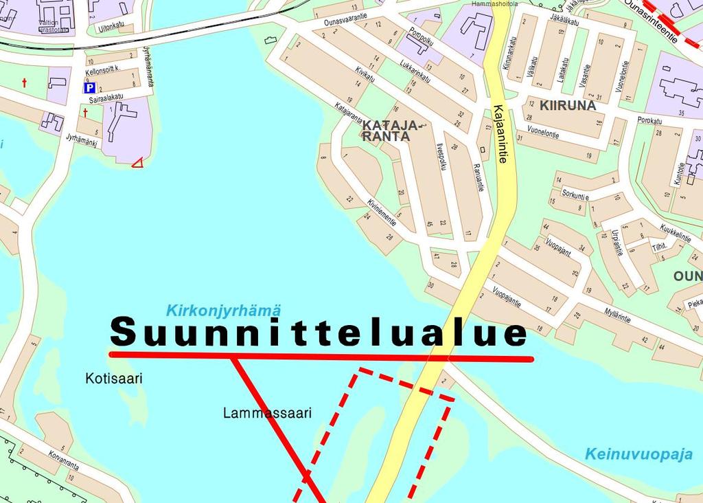 3 Sijaintikartta Kartassa on osoitettu suunnittelualue sekä vaikutusalue katkoviivalla.