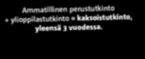 3 Kaksoistutkinto Kaksoistutkinnossa suoritat ammatillisen perustutkinnon ja ylioppilastutkinnon.