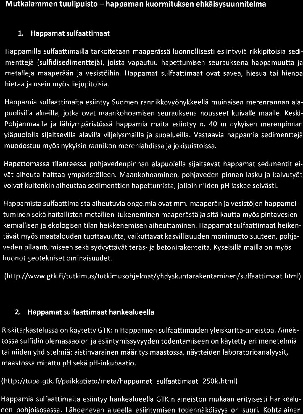 L IITE O5,RAM e6lt M utkalammen tuulipuisto - happa man kuormituksen ehkäisysuunnitelma t.