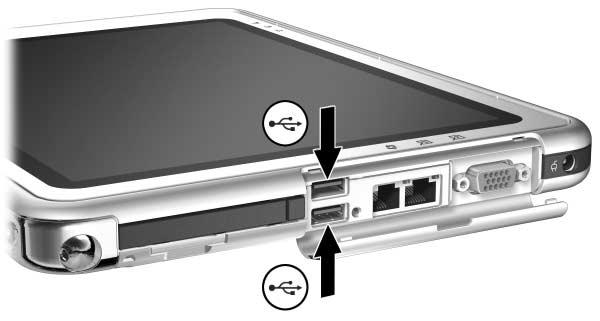Liitännät ulkoisia laitteita varten USB-laite USB-liitännän avulla voit kytkeä tietokoneeseen tai lisävarusteena saatavaan telakointiasemaan ulkoisia USB-laitteita, kuten näppäimistön, hiiren,