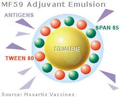 polysorbaatti 80 Pandemrix, GlaxoSmithKline Pilkottua influenssavirusta sisältävä rokote AS03-adjuvantti: