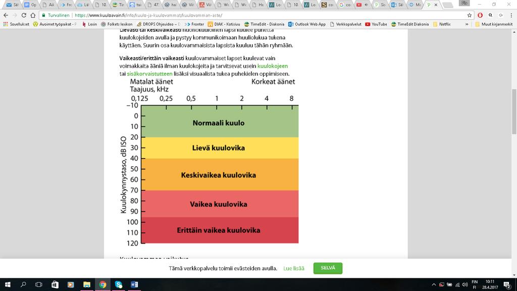 17 4 KUULOVAMMAT JA NIIDEN LUOKITTELUTAVAT Tässä kappaleessa esitellään käsitteen kuulovammaisuutta ja siihen kuuluvien alakäsitteiden merkityksiä.