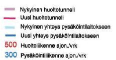 Uusien hankkeiden suunnittelun ja rakentamisen yhteydessä tulee huolehtia siitä, että yleishyödyllisten pitkäkestoisten hankkeiden, kuten liikenne- ja teknisen huollon tunneleiden, tilavaraukset