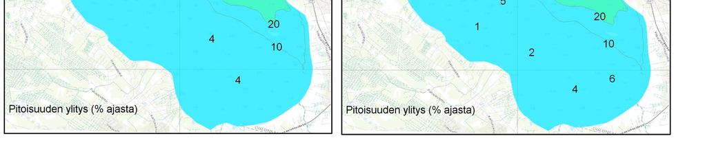 keskimäärin noin mg/l ja noin 5 metrin etäisyydellä enää 1 mg/l. Pinnassa kiintoainepitoisuus on kohteella RK4 keskimäärin vain noin 3 mg/l, mikä ei käytännössä aiheuta silmin havaittavaa sameutta.