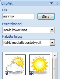 6 Kuva/ClipArt-kuva 6.1 Kuvien lisäys PowerPoint, samoin kuin muutkin MS Office -paketin perusohjelmat, tarjoaa useita keinoja kuvien lisäämiseksi. Seuraavat kaksi keinoa ovat käytetyimmät: 1.