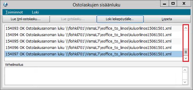 kyseinen lasku ole siirtynyt.