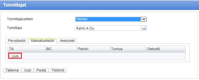 3. Lisää toimittaja eofficeen.
