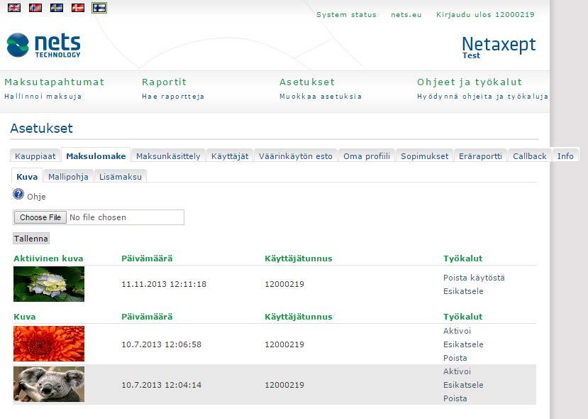 Netaxeptin maksulomake kauppiaan räätälöimänä kaksiosaisena 4.2.