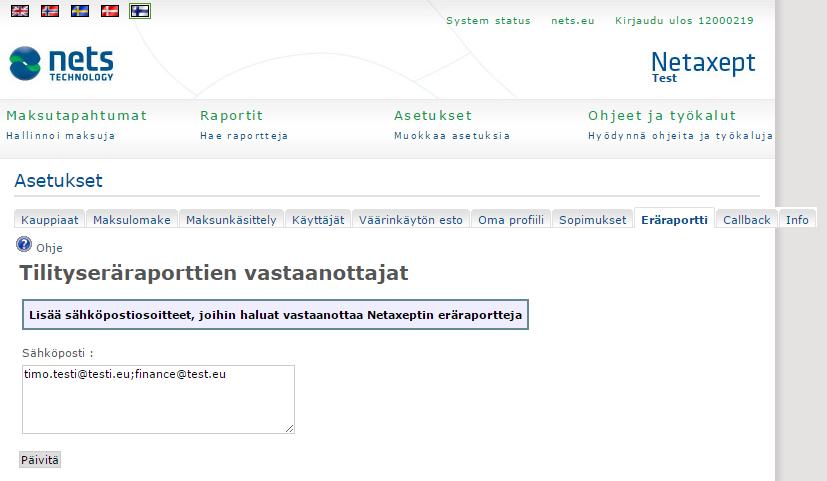 4.9 Callback Tällä sivulla voit määrittää callback-toimintoon liittyvät asetukset.