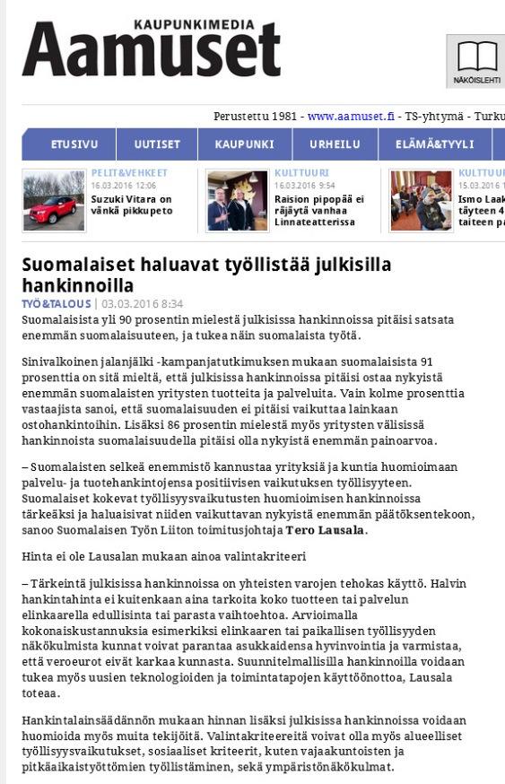 3.3.2016: Suomalaiset haluavat työllistää julkisilla