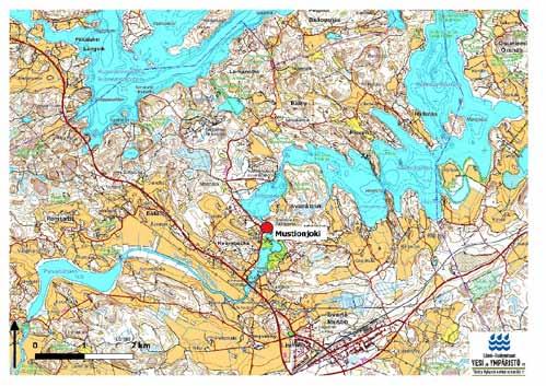 Analyysivalikoima vaihtelee havaintopaikoittain, eniten laatuominaisuuksia mitataan Nummenjoesta ja Mustionjoesta. Kuva 7. Lohjanjärveen tulevan ja järvestä lähtevän veden mittauspaikat.