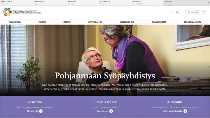 Lopputuloksena saimme yhdistyksille modernit ja helppokäyttöiset sivustot. Aikuisten terveyden edistämisestä ja syövän ehkäisystä löytyy tietoa Ilman syöpää -sivustolta.