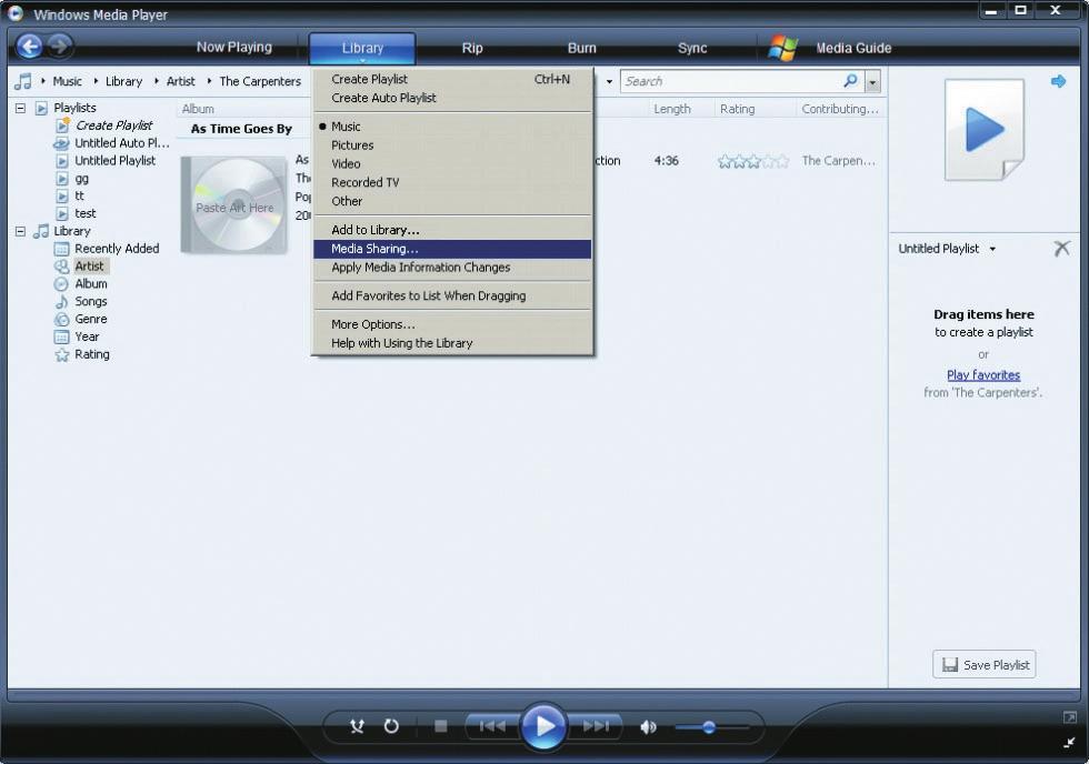 C Musiikin suoratoistaminen UPnP-laitteesta/PC:stä Jos Windows Media Player 11 on jo asennettu tietokoneeseen, voit ohittaa asennusvaiheen ja jatkaa määrityksistä.