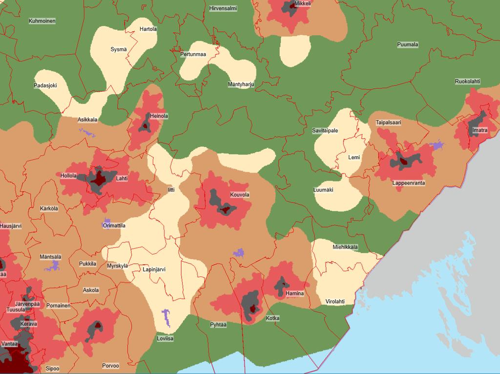 Maaseudun ja kaupungin vuoropuhelun tärkeys kasvaa, kun uudet maakunnat aloittavat Kaupunki-maaseutuluokitus (SYKE, 2010) sisempi