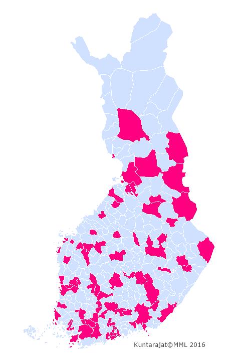 MeUskaltajat verkostossa mukana olevat kunnat 11/2016 Yhteensä 244 jäsentä 131 kuntajäsentä 74 eri