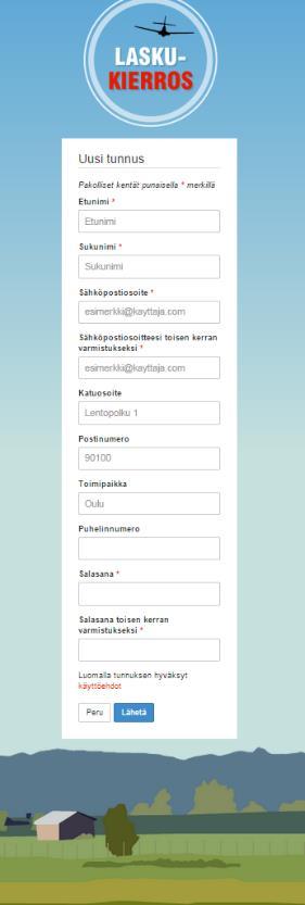 Kun olet täyttänyt kaikki tiedot paina Lähetä. Mene seuraavaksi sivulle www.