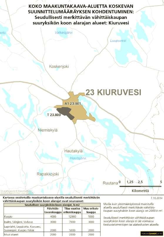 KIURUVEDEN KAUPUNKI Taajaman osayleiskaavan tarkistaminen ja päivitys KUVA 4: Seudullisesti merkittävän vähittäiskaupan