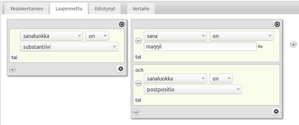 maŋŋá Hakuesimerkkejä maŋŋil postpositiona substantiivin yhteydessä [pos = "N"] [word =