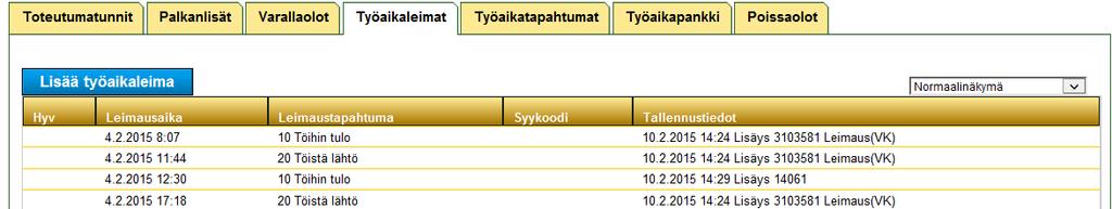 Toteutuneen työajan tarkistus jatkuu b) Jos halutaan hakea