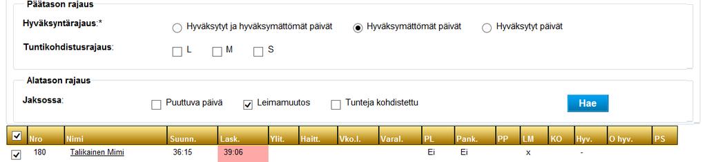 manuaalisesti leimausten muutoksia, valitaan Henkilö on 4.2.